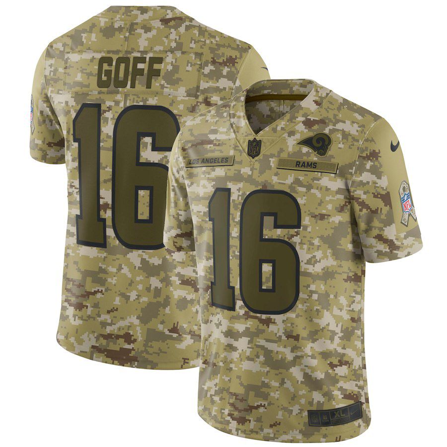 Men Los Angeles Rams #16 Goff Nike Camo Salute to Service Retired Player Limited NFL Jerseys